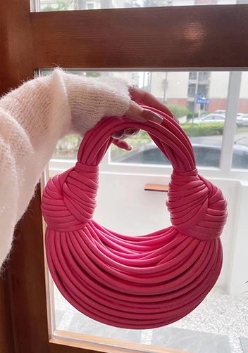 Dina Spaghetti Vegan Leather Knot Top Handle Bag Barbie