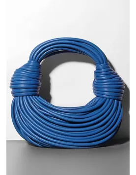 Dina Spaghetti Vegan Leather Knot Top Handle Bag Electric Blue