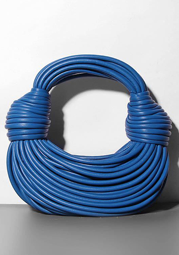 Dina Spaghetti Vegan Leather Knot Top Handle Bag Electric Blue