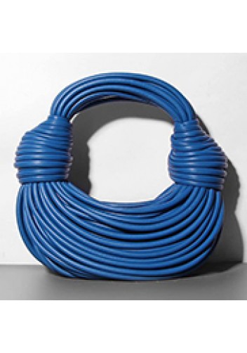 Dina Spaghetti Vegan Leather Knot Top Handle Bag Electric Blue