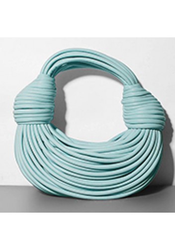 Dina Spaghetti Vegan Leather Knot Top Handle Bag Light Blue