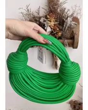 Dina Spaghetti Vegan Leather Knot Top Handle Bag Green Parakeet