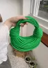 Dina Spaghetti Vegan Leather Knot Top Handle Bag Green Parakeet