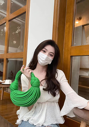 Dina Spaghetti Vegan Leather Knot Top Handle Bag Green Parakeet
