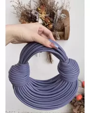 Dina Spaghetti Vegan Leather Knot Top Handle Bag Purple