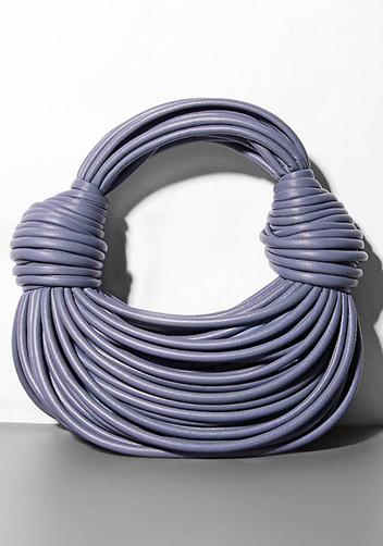 Dina Spaghetti Vegan Leather Knot Top Handle Bag Purple