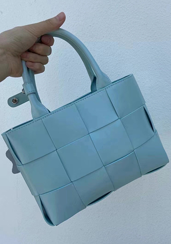 Mia Woven Brushed Leather Tote Blue
