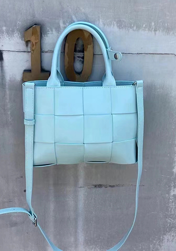 Mia Woven Brushed Leather Tote Blue