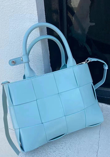 Mia Woven Brushed Leather Tote Blue