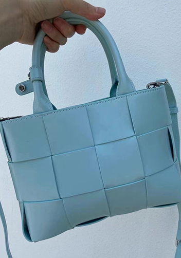 Mia Woven Brushed Leather Tote Blue