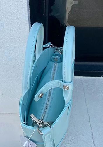 Mia Woven Brushed Leather Tote Blue