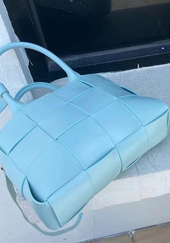 Mia Woven Brushed Leather Tote Blue