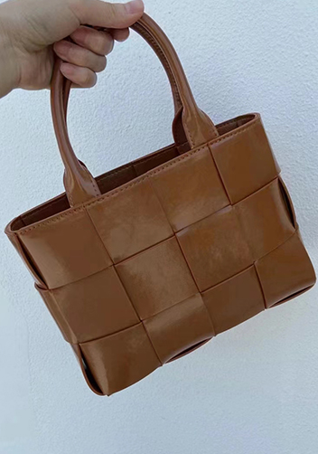 Mia Woven Brushed Leather Tote Camel
