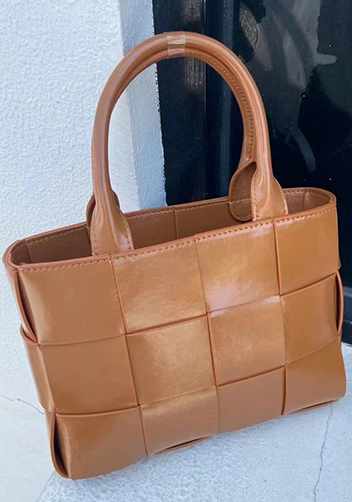 Mia Woven Brushed Leather Tote Camel