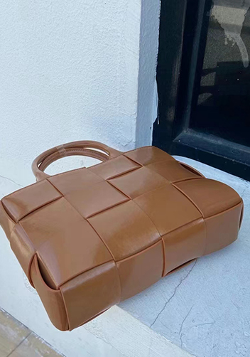 Mia Woven Brushed Leather Tote Camel
