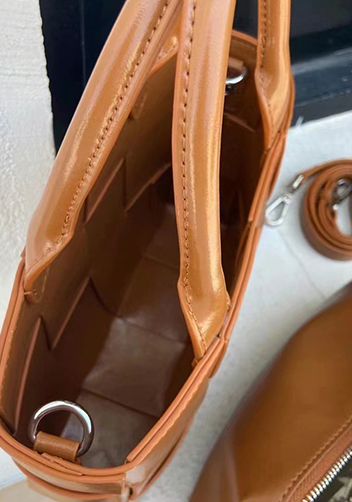 Mia Woven Brushed Leather Tote Camel