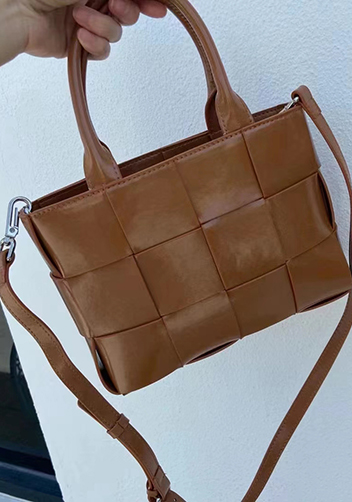 Mia Woven Brushed Leather Tote Camel