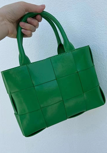 Mia Woven Brushed Leather Tote Green