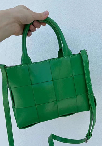 Mia Woven Brushed Leather Tote Green