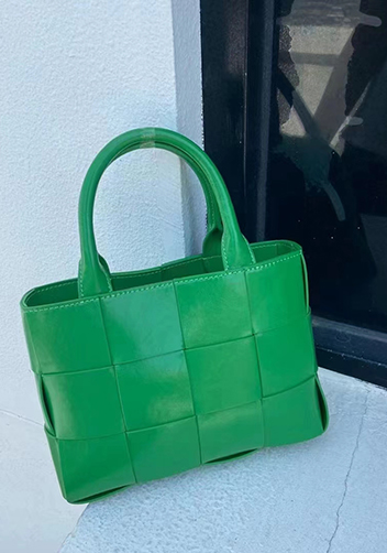 Mia Woven Brushed Leather Tote Green
