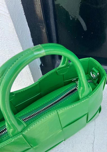 Mia Woven Brushed Leather Tote Green