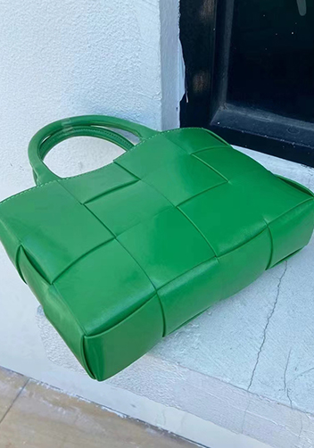Mia Woven Brushed Leather Tote Green