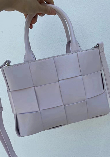 Mia Woven Brushed Leather Tote Purple