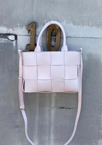 Mia Woven Brushed Leather Tote Purple