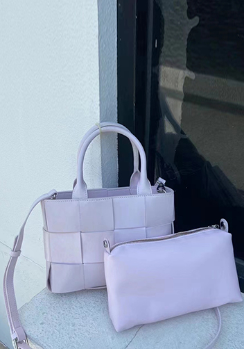 Mia Woven Brushed Leather Tote Purple