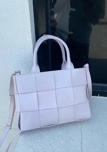 Mia Woven Brushed Leather Tote Purple