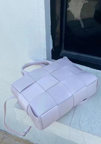 Mia Woven Brushed Leather Tote Purple