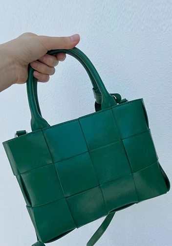 Mia Woven Brushed Leather Tote Racing Green
