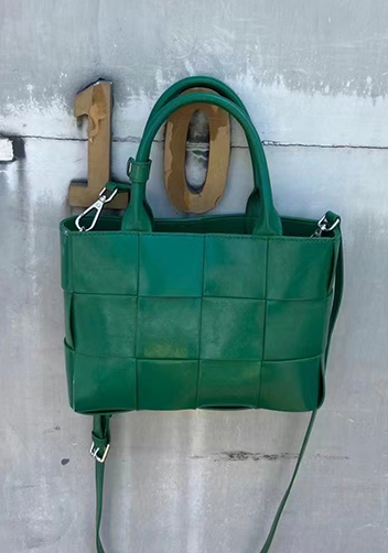 Mia Woven Brushed Leather Tote Racing Green