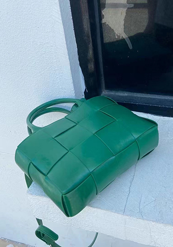Mia Woven Brushed Leather Tote Racing Green
