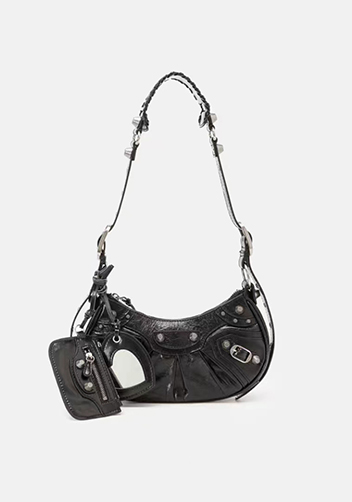 The Route 66 XS Studded Leather Shoulder Bag Black