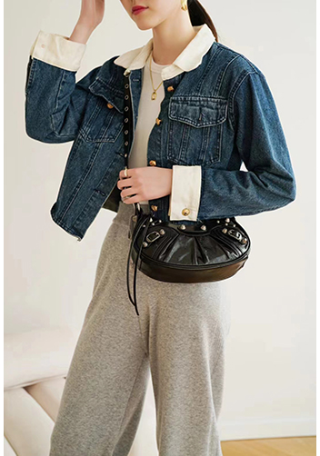 The Route 66 XS Studded Leather Shoulder Bag Black