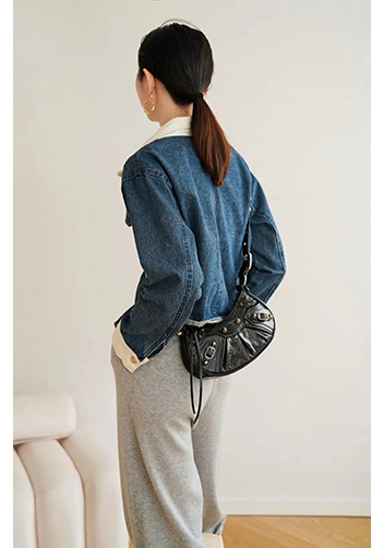 The Route 66 XS Studded Leather Shoulder Bag Black