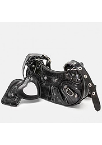The Route 66 XS Studded Leather Shoulder Bag Black
