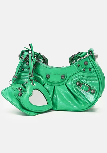 The Route 66 XS Studded Leather Shoulder Bag Green