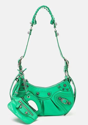 The Route 66 XS Studded Leather Shoulder Bag Green