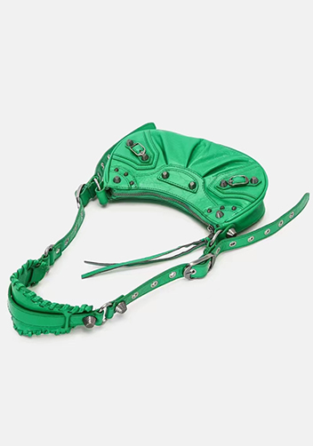 The Route 66 XS Studded Leather Shoulder Bag Green
