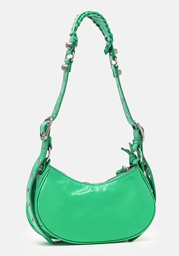 The Route 66 XS Studded Leather Shoulder Bag Green