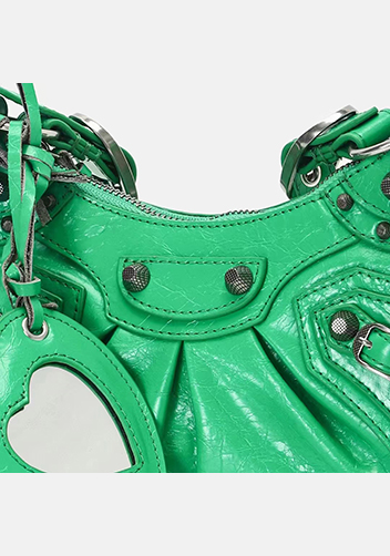 The Route 66 XS Studded Leather Shoulder Bag Green