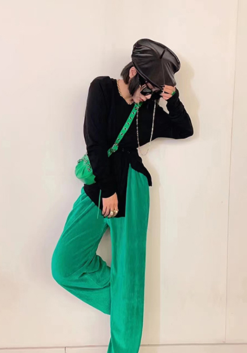 The Route 66 XS Studded Leather Shoulder Bag Green