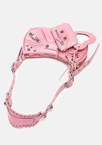 The Route 66 XS Studded Leather Shoulder Bag Pink