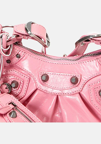 The Route 66 XS Studded Leather Shoulder Bag Pink