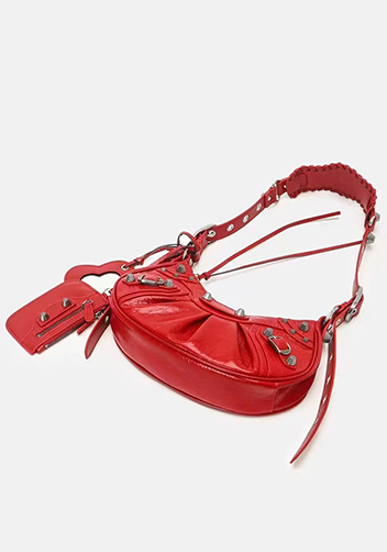 The Route 66 XS Studded Leather Shoulder Bag Red