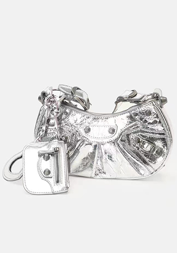 The Route 66 XS Studded Leather Shoulder Bag Sliver