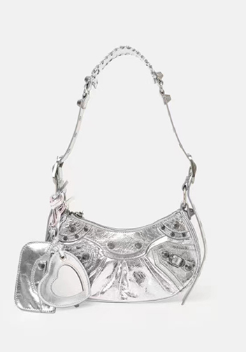 The Route 66 XS Studded Leather Shoulder Bag Sliver