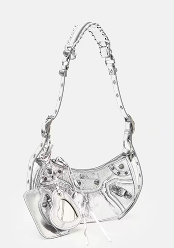 The Route 66 XS Studded Leather Shoulder Bag Sliver